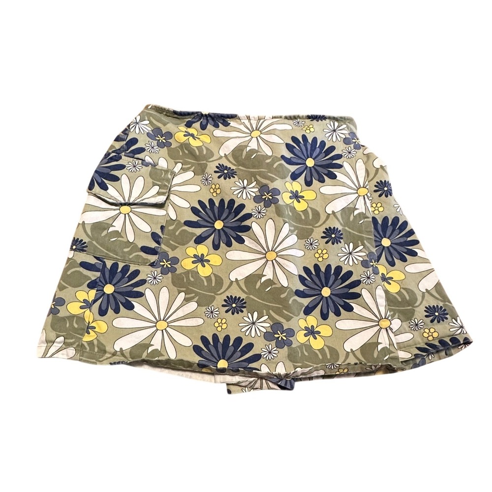 In Design Girls Floral Skort‎ Size 14/16 Green Daisy Retro Vintage Style